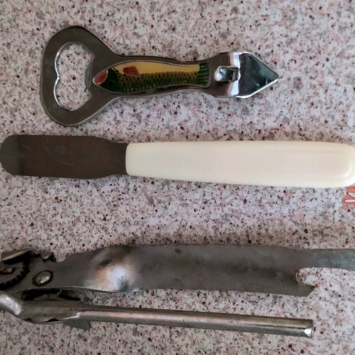 Bottle openers and used kitchen tools