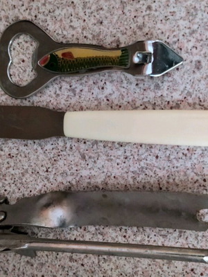 Bottle openers and used kitchen tools