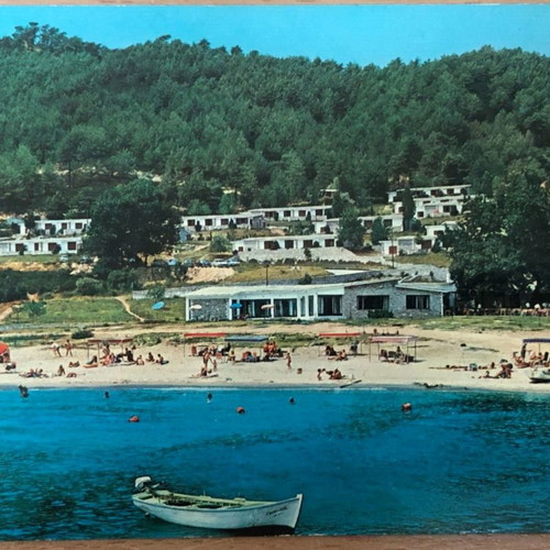 Thasos Macriamos Beach postcard used, 1980 vintage