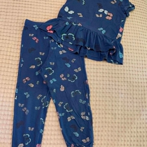 H&M children's pajama set like new, blue butterfly pattern
