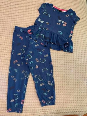 H&M children's pajama set like new, blue butterfly pattern