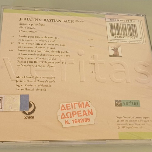 J.S Bach Sonates Pour Flûte CD new, classical