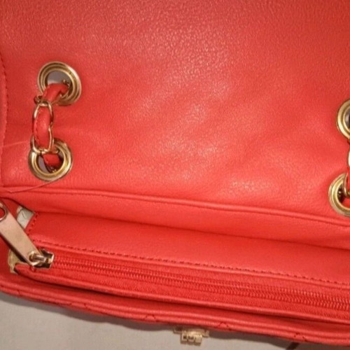 Red small crossbody bag like new with gold details