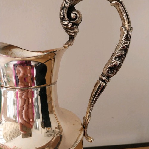 Vintage crystal and silver-plated metal carafe from France