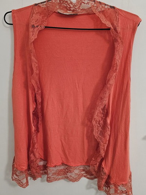 Summer sleeveless cardigan coral with lace like new