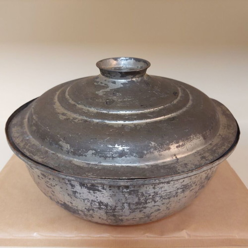 Antique copper pot used with engraved year 1956