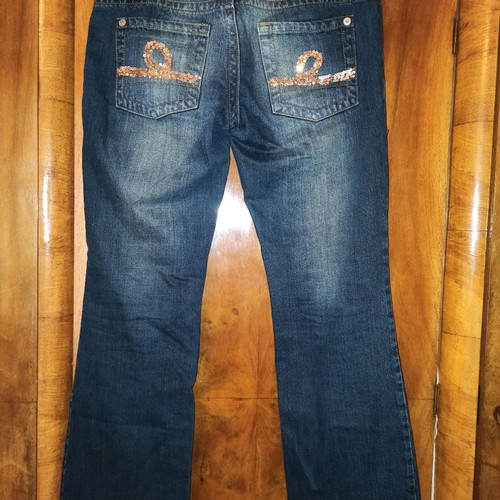 Lynne denim jeans used with rips and pink sequins, size 29