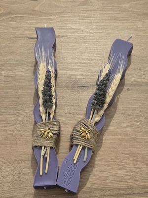 Candles with dried flowers handmade, new, set of 2 pieces
