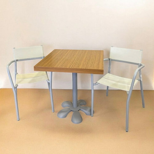Table with 2 metal chairs with PVC new from store