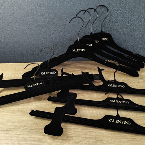 Valentino Clothes Hangers used, set of 9, black velvet