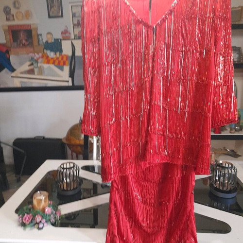 Long embroidered track dresses like new by Petros from 1980s-90s