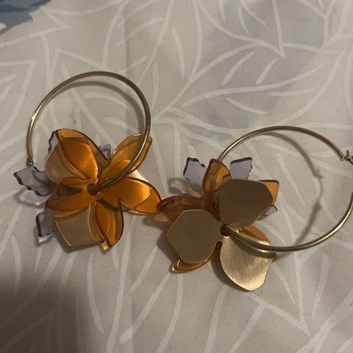 Parfois gold hoop earrings with multicolor flower charms