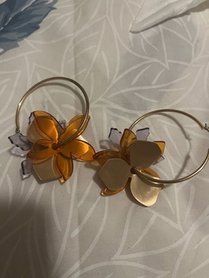 Parfois gold hoop earrings with multicolor flower charms