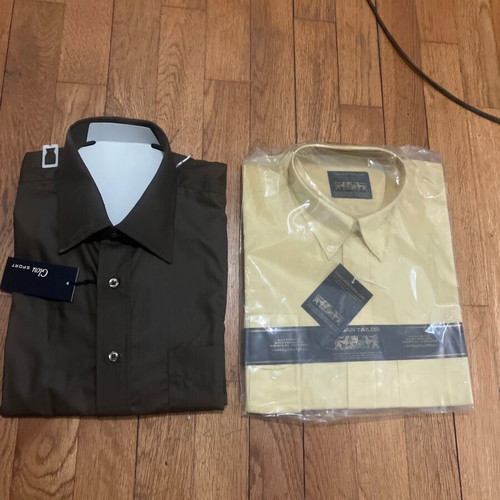 Glou Sport and Oscar Tailor dress shirts size M new, brown and yellow