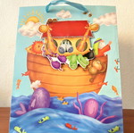Noah's Ark gift bag with satin ribbon handle