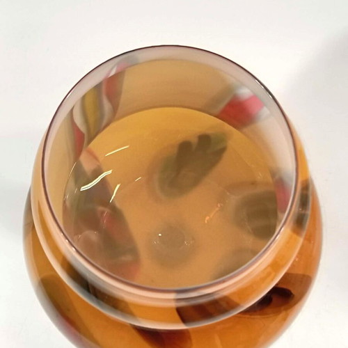 Vintage handmade blown glass vase with opaline base, like new