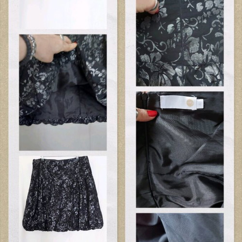 Units skirt silver floral print like new