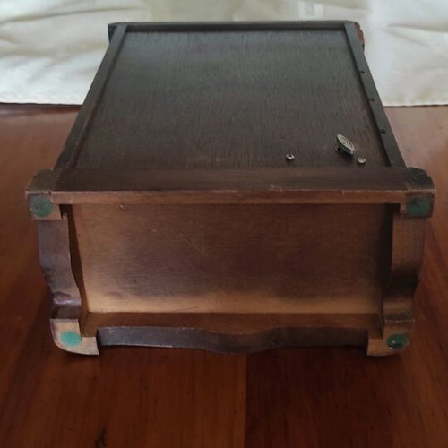 Jewelry cabinet used, wooden with wind-up music box