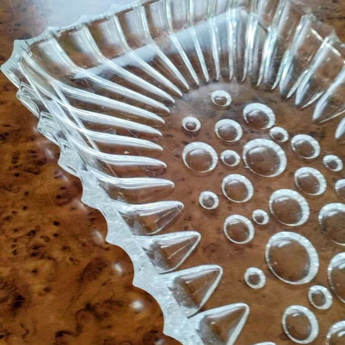Crystal platters new, set of two with bubble effect decor