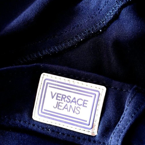 Versace fitted cotton leggings new, blue sz28-30 with nylon pouch