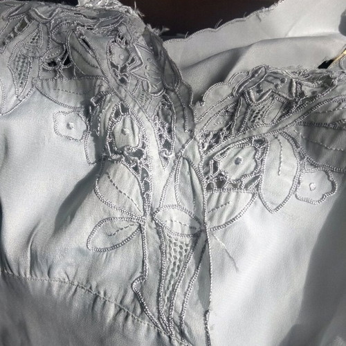 Vintage Isabelle nightgown with matching robe, like new, gray-blue