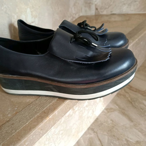Loafers women used, leather, blue, Claudia Mare, size 39