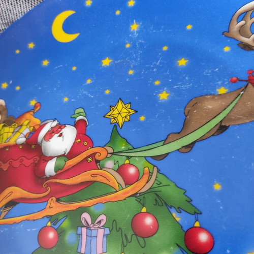 Christmas porcelain platter and spatula used, festive design
