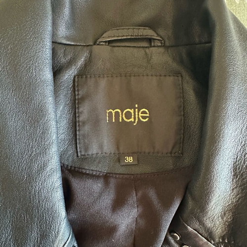Maje leather jacket new, black, studded details