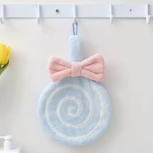Hand towel lollipop shape with pink bow