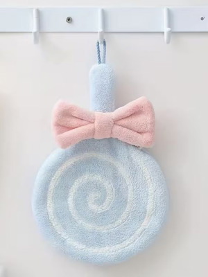 Hand towel lollipop shape with pink bow