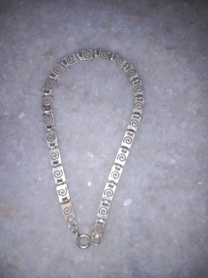 Silver bracelet used with meander pattern, length 18cm