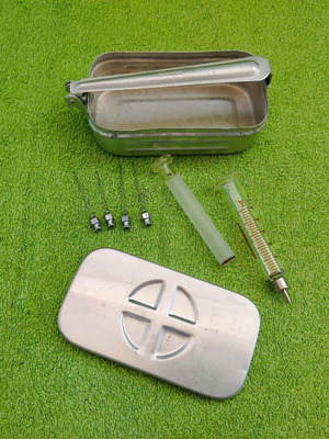Authentic Medical Box with Glass Syringe and Needles used
