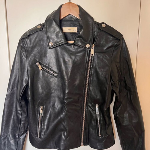 Mango leather jacket used, size M, black