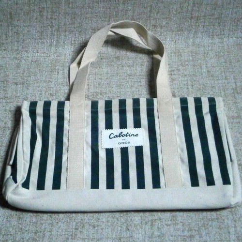 Cabotine de Gres women's hand bag new, fabric white and blue