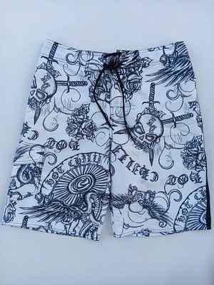 Fox Racing x Hot Chilli Latinese Vintage Men's Boardshorts L used, black and white
