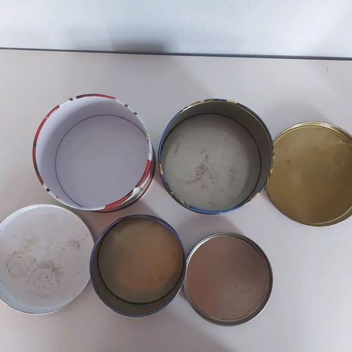 Round tin boxes used, set of 3 pieces