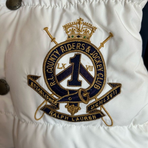 Ralph Lauren kids sleeveless puffer vest like new, white-blue size S (7)
