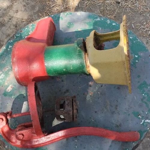 Touloumpa hand water pump used, Glavanis No 3 cast iron collectible