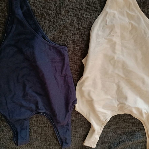 Elastic bodysuits like new, white and blue, size medium