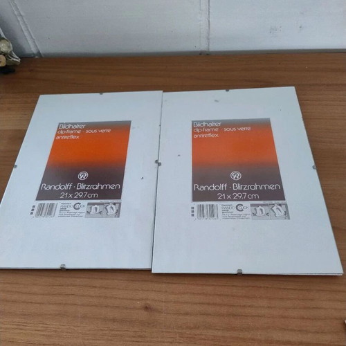 Set of 2 glass photo frames new 21x29.7 cm