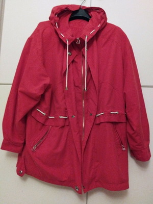 Jacket thin with hood trench coat size 42 like new, red