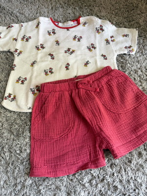 Zara baby set unisex σαν καινούργιο, μπλουζάκι oversized 6-9 μηνών, σορτσάκι 9-12 μηνών