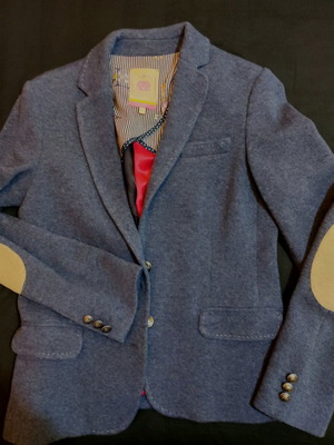 Vilagallo women's jacket size 40 like new blue with beige patches