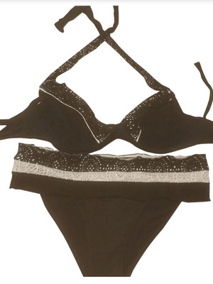 Bikini black and white L 80D like new with lace Volin