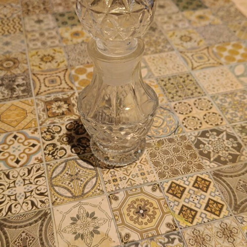 Small glass carafe with stopper, new