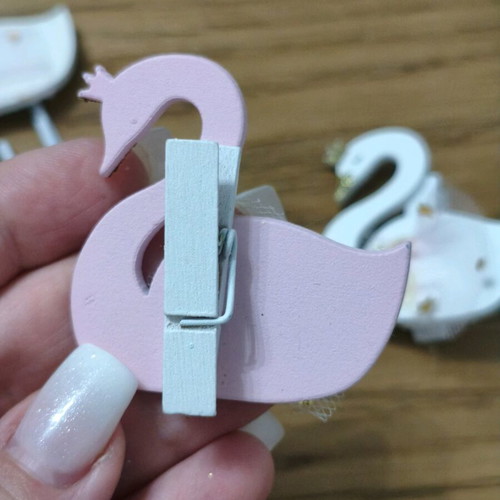Wooden swans 5cm new decorative set
