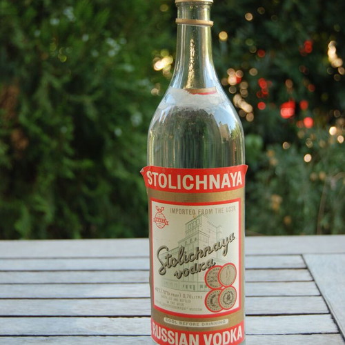 Stolichnaya Russian vodka used, opened bottle 30+ years old