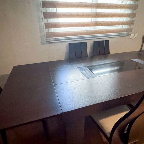 Wenge dining set with 6 solid wood chairs