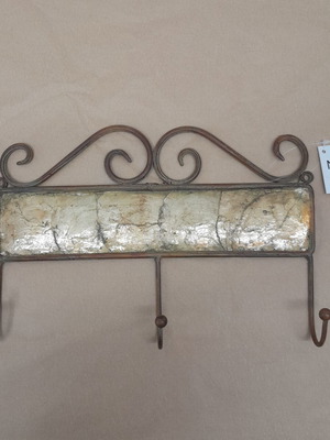 Metal Wall Hook Crackle 3-Hook 25x18cm new