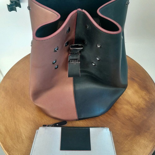 FRNC leather backpack used with wallet